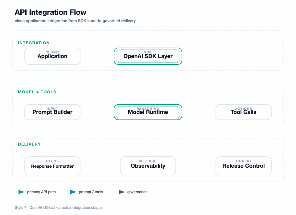 Animated API Integration Flow in OpenAI Official style